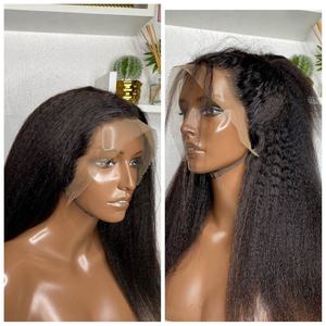 Peluca de Cabello Humano Virgen Brasileño Yaki, con Frente de Encaje HD, Pre-Plucked, Estilo Kinky Straight, Transparente, Completa, Económica - Product Image 4