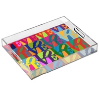 Plateau de rangement transparent plateau acrylique empilable avec insert en papier personnalisé pour la maison Restaurant Bar hôtel mariage