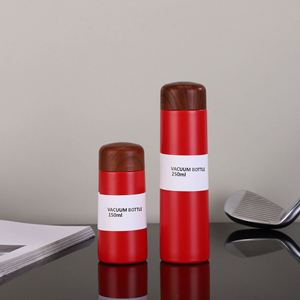 Custom Stock 250ml Japanese Wood Grain 304 Stainless Steel <b>Mini</b> Pocket Cup Student Couple Thermos Water <b>Bottle</b> Travel Mug Cup - Product Image 5