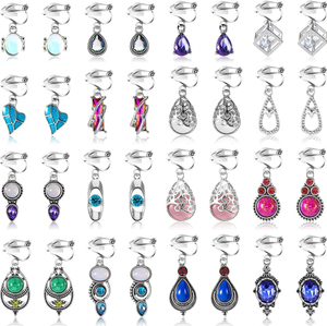 <span class=keywords><strong>ชุด</strong></span>ต่างหูแบบคล้องหูหลายคู่ - ต่างหูสไตล์โบฮีเมี<span class=keywords><strong>ย</strong></span>นใหม่ ประดับมูนสโตนและตาแมว ดีไซน์หยดน้ำไล่เฉดสี - Product Image 2