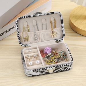 High-end leopard print jewelry box modern rectangular portable <b>ring</b> and necklace <b>storage</b> box creative decoration - Product Image 3