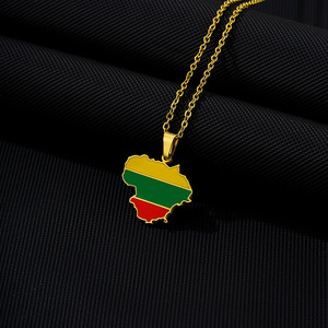 Collar con Colgante de Mapa de <span class=keywords><strong>Lituania</strong></span>, Estilo Vintage, para Hombre y Mujer, Cadena de Acero Inoxidable para Suéter, Accesorios - Product Image 2