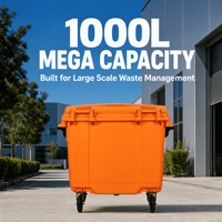 Conteneur à déchets de 1100L, grand volume, avec couvercle hermétique, robuste, durable, pour usage commercial et parcs, design empilable personnalisable, vente en gros, résistant aux intempéries