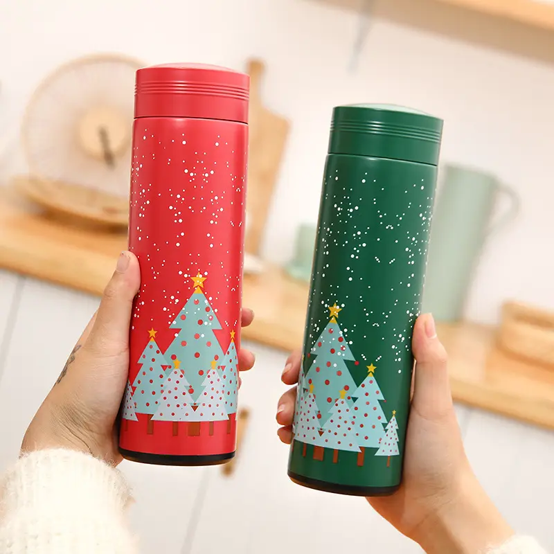 Christmas Tree Thermos Vacuum Flask Mug Simple Children Student Stainless Steel Water Cup Advertising Gift Cup Custom Logo