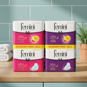 Sanitary Pads <b>FEMINI</b> Ultra Night 20 Pcs High Absorbency Medical Grade Hygiene Pack 3 Year Shelf Life - Product Image 2