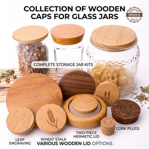 Tapa de Madera Hermética Premium con Logotipo Personalizado WeWood de Vietnam para Frascos de Vidrio, Varias Opciones de Tapas de Madera, Kit de Frascos de Almacenamiento Hermético - Product Image 1