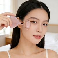 Rouleau de jade et planche Gua Sha personnalisés avec logo, outil de soin du visage 2-en-1, outil de massage du visage en jade