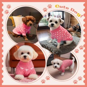 발렌타인 클래식 강아지 니트 스웨터 부드러운 애완동물 의류 핑크 소형 중형 XS 가을 XXS 신축성 방수 올 시즌용 - Product Image 2