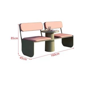 Panca Moderna Quadrata in Metallo per Esterni, Seduta da Giardino per Parchi e Centri Attività, Ideale per Ville - Product Image 6