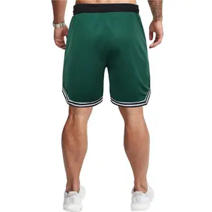 Pantalones cortos deportivos de malla personalizados para hombre, Shorts de gimnasio para correr, informales, lisos, con cremallera y bolsillos, ropa de calle