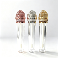 Tube de brillant à lèvres vide personnalisé en forme de microphone, bouchon 5ml, emballage cosmétique, marque privée, conteneur de brillant à lèvres OEM/ODM