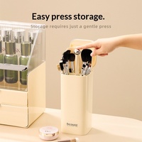 Boîte de rangement pour pinceaux de maquillage en plastique anti-poussière, style INS, capacité 3L, avec couvercle relevable, pour coiffeuse et usage quotidien