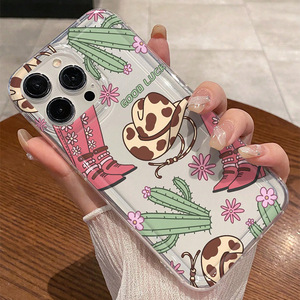 Flor Cap Cactus impresión espacio transparente TPU funda de teléfono móvil para Iphone 17 8 X Xr Xs 11 12 13 14 15 16 Pro Max Plus - Product Image 1