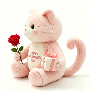 customized <b>Cat</b> <b>Plush</b> with Rose, <b>Cat</b> <b>Plush</b> with Gift Box, Soft Pink <b>Cat</b> Plushie, Cute Kitten Toy - Product Image 3