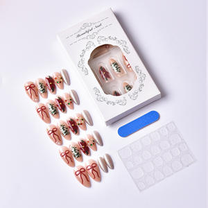 Noël 30pcs Français Contrastant Blanc Vert Presse Ongles Flocon De Neige Bonbons Canne Arc Strass ABS Presse Ongles Doigt - Product Image 4