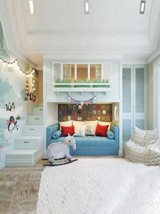 Letto a castello moderno e minimalista con divano sotto, stile casetta sull'albero, per cameretta dei ragazzi, letto a due piani multifunzionale, personalizzabile - Product Image 1