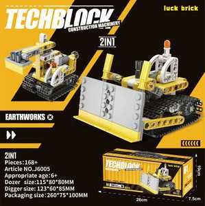 Jouets éducatifs électroniques d'apprentissage STEM, excavatrice programmable STEAM 2 en 1, transformable en bulldozer, blocs de construction à assembler soi-même - Product Image 1
