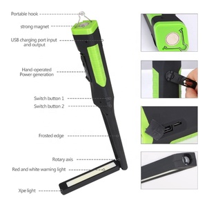 Puissant COB LED lumière de travail USB manivelle Rechargeable téléphone charge Inspection lumière métal crochet aimant <span class=keywords><strong>Garage</strong></span> voiture réparation - Product Image 2