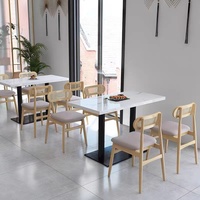 Ensemble de meubles de salle à manger de restaurant de café commercial carré en bois massif de haute qualité-comprend une chaise de table en marbre cafétéria en bois
