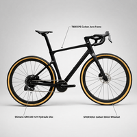 Bicicleta de Gravel 700x35C con Cuadro de Carbono, Bicicleta de Carretera de 11 Velocidades con Frenos de Disco, Bicicleta de Ciclocross para Aventuras y Cicloturismo