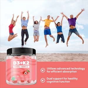 OEM Organic Vitamin D3 K2 Gummies 10000 IU Vitamin D3 45 Mcg Vitamin K2 MK7 <strong>Vegan</strong> Supplement Healthy Muscle <strong>Multivitamin</strong> Gummy - Product Image 6