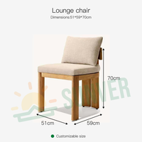 Ensemble de table et de chaises de salle à manger en teck moderne pour hôtel, villa, cour, utilisation en resort - Meubles d'extérieur durables
