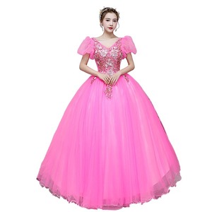 Pink Long <b>Skirt</b> Stage Performance Dress Women Polyester Vocal Performance Wear Straps Adult Size 4-2 - Product Image 5