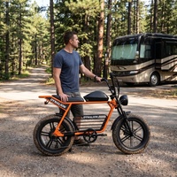 Vélo électrique tout-terrain durable avec selle longue et extensible, vélo électrique robuste à pneus larges pour le camping en plein air et les voyages en camping-car