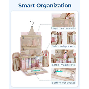 Bolsa organizadora de maquillaje de viaje colgante portátil de gran capacidad personalizada, pedido urgente para artículos de tocador, bolsas de cosméticos, estuches, brochas de maquillaje - Product Image 5