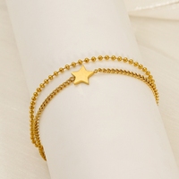Vielseitiges Edelstahl-Perlenarmband mit gedrehter Kette, doppellagig, mit fünfzackigem Stern für Damen – Valentinstag, Neujahr