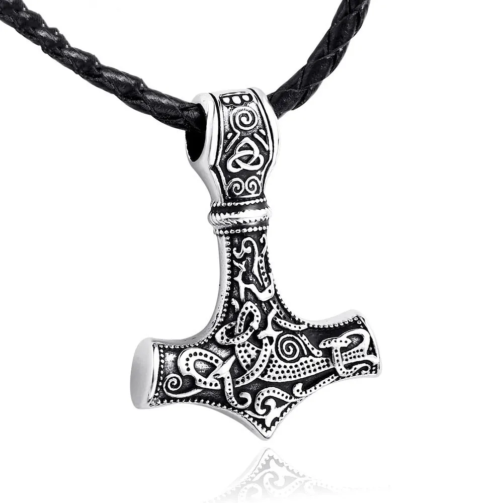 Stainless Steel Vintage Original Necklace Charm Nordic Viking Thor's Hammer Talisman Norse Viking Jewelry Pendant