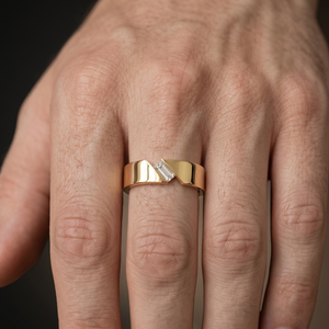 Anillo Abierto Minimalista con Diamante Cultivado en Laboratorio, Corte Baguette, Anillo de Compromiso y Boda, Joyería Fina de Fabricante - Product Image 4