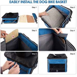 <span class=keywords><strong>Cesta</strong></span> de bicicleta para perros, portabicicletas para mascotas de lado suave con 4 mallas para cachorros medianos para perros y gatos-Azul - Product Image 5