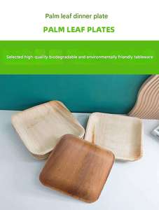 Assiettes jetables biodégradables personnalisées en feuille de palmier, compostables, en bambou, robustes, rondes et carrées pour les fêtes - Product Image 5