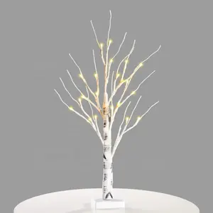 โคมไฟตั้งโต๊ะรูปต้นเบิร์ชมีไฟ2FT,แบตเตอรี่ใช้สำหรับจับเวลาไฟสีขาวอบอุ่นไฟ LED โคมไฟต้นไม้สำหรับบ้านปาร์ตี้เทศกาลงานแต่งงาน