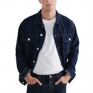 Chaqueta de Mezclilla Azul Oscuro para Hombre, Cuello Mao, Corte Regular, Transpirable, Informal, con Logotipo Frontal, Ropa de Trabajo de Invierno - Product Image 5