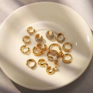 Zircon <strong>Statement</strong> Waterproof 18K Gold Plated Non Tarnish Free Stainless Steel Stud Hoop Fashion Jewelry <strong>Earrings</strong> for Woman 2025 - Product Image 5