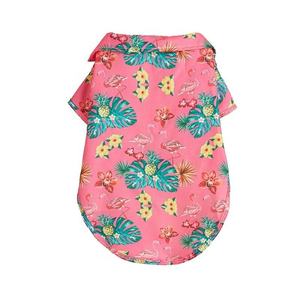 Camisa para perro con solapa de flamenco tropical, ropa para mascotas OEM, transpirable, de verano, con botones personalizados, para cachorros pequeños, para paseos en la playa - Product Image 1