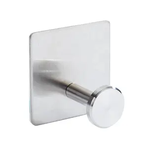 Sticky Self Adhesive Wall Towel Hook SUS304 Stainless Steel Brushed Nickel Clothes Hanger Towel Hanger Coat Hooks Kitchen Hook