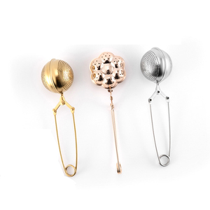 Thép Không Gỉ 18/8 Thiết Kế Mới Vỏ Trái Tim Mạ Vàng Kim Loại Rời Hình Lá Trà Bóng Lọc Trà Có Tay Cầm - Product Image 1