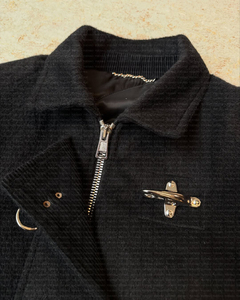 Áo khoác bomber nam chất liệu len, lót bông may chần, cổ phối dây rút kiểu lobster, may theo yêu cầu của nhà sản xuất, dành cho lính cứu hỏa. - Product Image 4