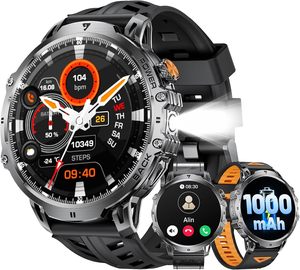 Reloj Inteligente Resistente Unisex, Batería de 1000 mAh, Pantalla AMOLED de 1.85'', Linterna, Termómetro, Contesta Llamadas, Rastreador de Actividad Física con Más de 110 Deportes - Product Image 2
