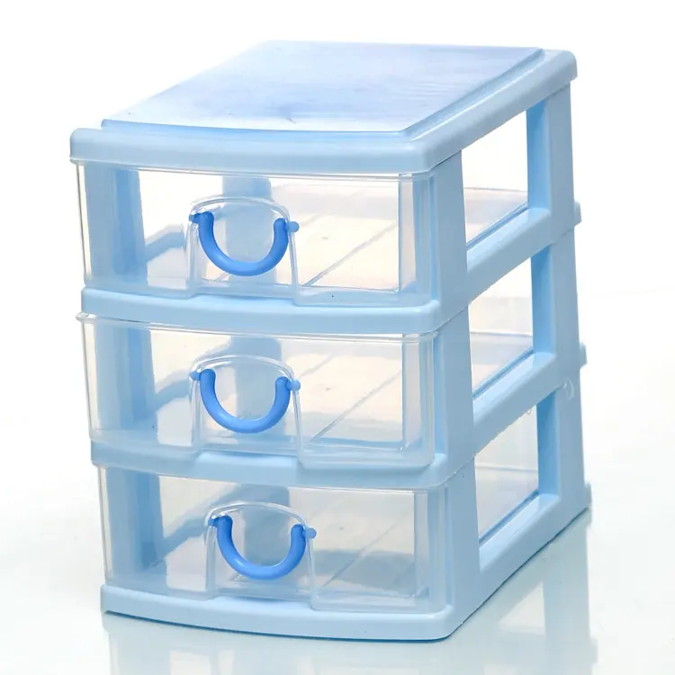 Small Desktop Storage Pp Material Three Drawer Plastic Box For Office Or Room
