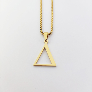 Collier pendentif en triangle géométrique en acier inoxydable 316L Collier à breloques en forme de pyramide Delta avec lettres <span class=keywords><strong>grecques</strong></span> Vendeurs de bijoux - Product Image 1