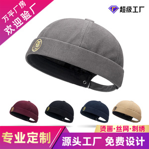 Melon Shaped Hat Canvas Breathable Sunscreen Asian Style Landlord Hat For Men Women Spring Autumn Off White - Product Image 5