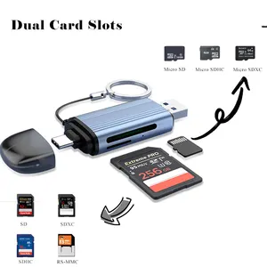 Alta velocidade 2 em 1 SD TF Tipo C e USB A 3.0 Memória OTG Card Reader Adapter para computador portátil