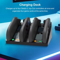 Dudukan pengisi daya aluminium paduan, dudukan pengisi daya untuk Switch 2 pengontrol Horizontal 4 Dok pengisian daya untuk pengontrol Joy Con kartu permainan dan toko