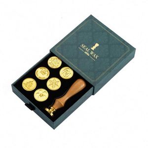 Set de Sellos de Cera para Manualidades, Decoración de Bodas, con Mango de Madera, Personalizable con Logotipo y Color, Caja de Regalo, para Escuela - Product Image 2