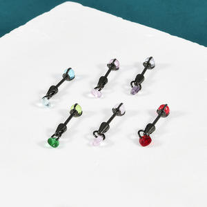 Colgante de cuentas de acero inoxidable multicolor, barra recta, perno para hueso del oído con cono puntiagudo, Piercing para trago a la moda, joyería para el cuerpo - Product Image 4