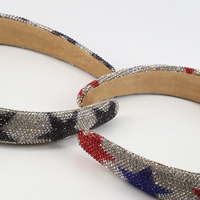 Serre-tête en tissu éponge diamanté imprimé étoile à cinq branches de 3,2 cm de large, accessoires pour cheveux